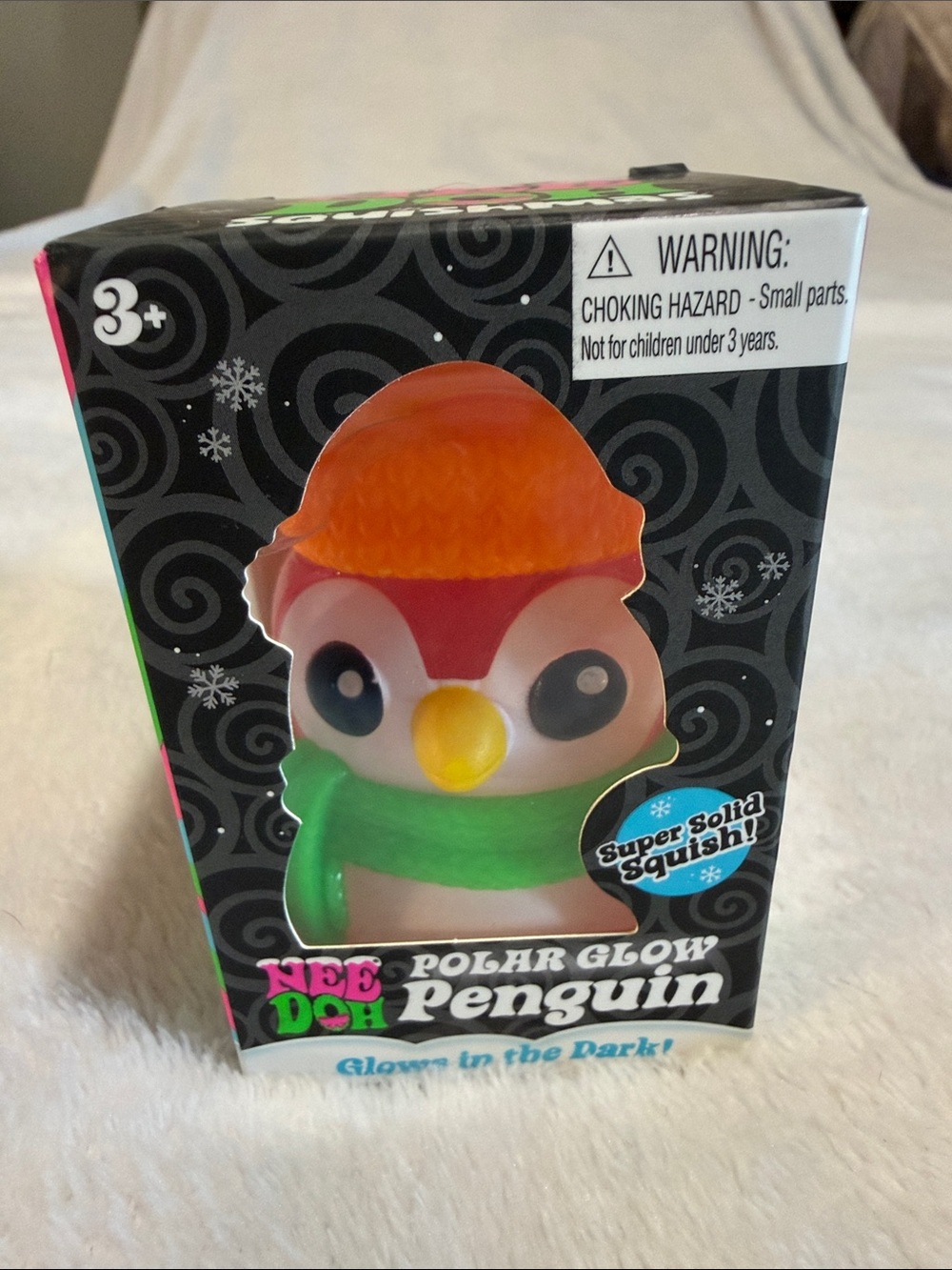 Nee Doh Polar Glow Penguin Squishy Toy - Orange & Green